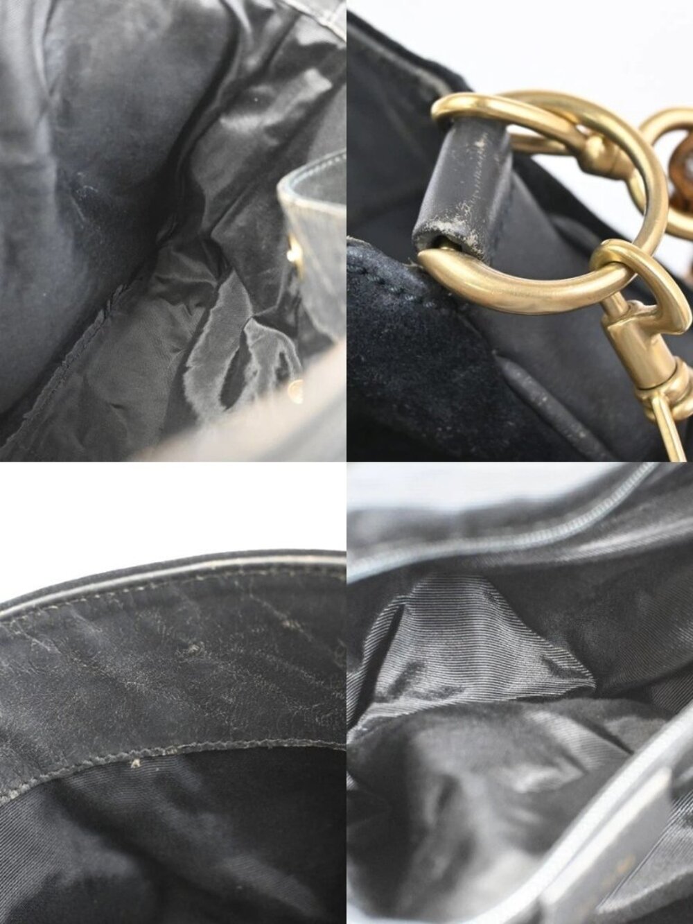 GUCCI Logo Bamboo 2Way Shoulder Hand Bag Suede Leather Black GHW Italy 38ZA308 - Picture 12 of 15